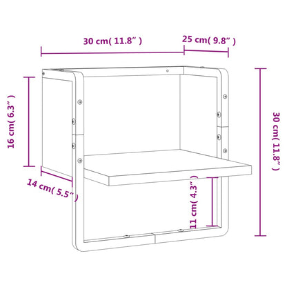 Wall Shelf with Bar Brown Oak 30x25x30 cm