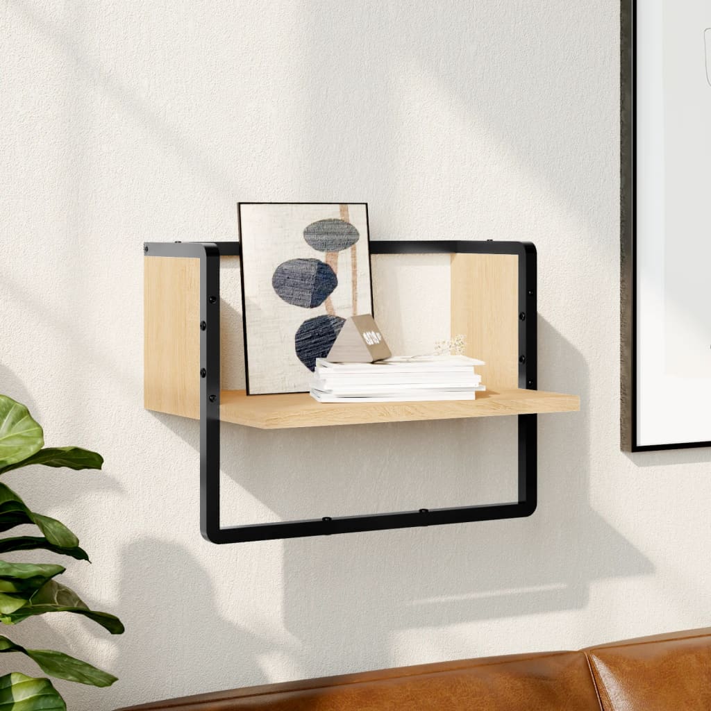 Wall Shelf with Bar Sonoma Oak 40x25x30 cm