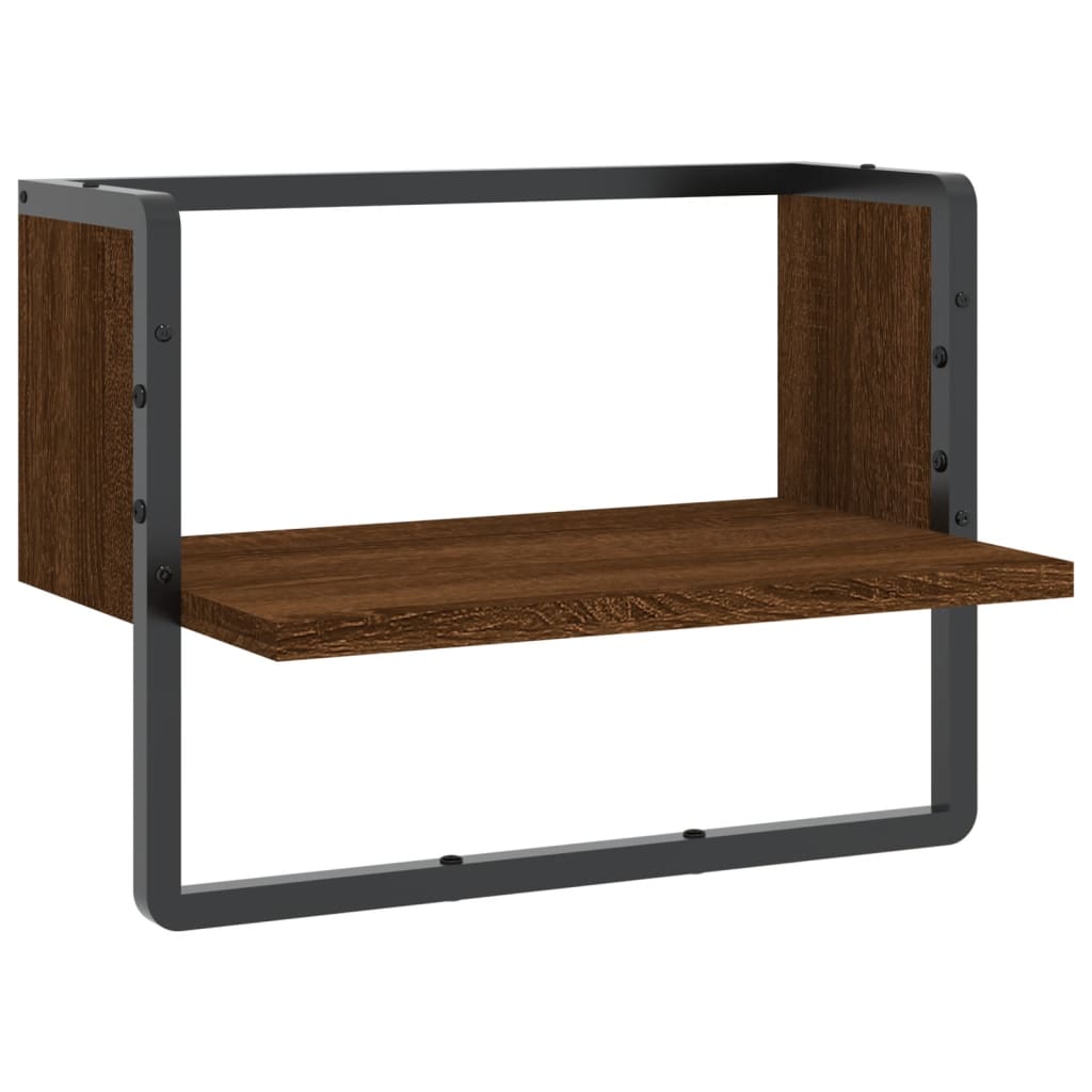 Wall Shelf with Bar Brown Oak 40x25x30 cm