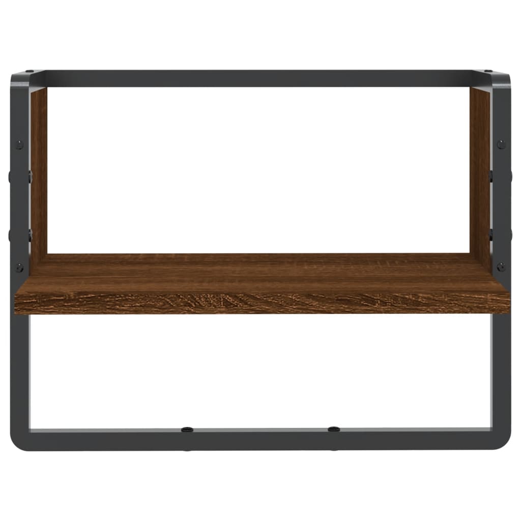 Wall Shelf with Bar Brown Oak 40x25x30 cm