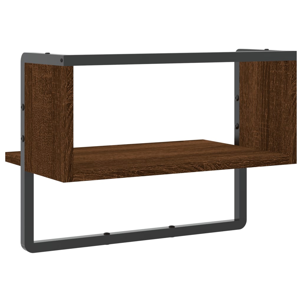 Wall Shelf with Bar Brown Oak 40x25x30 cm