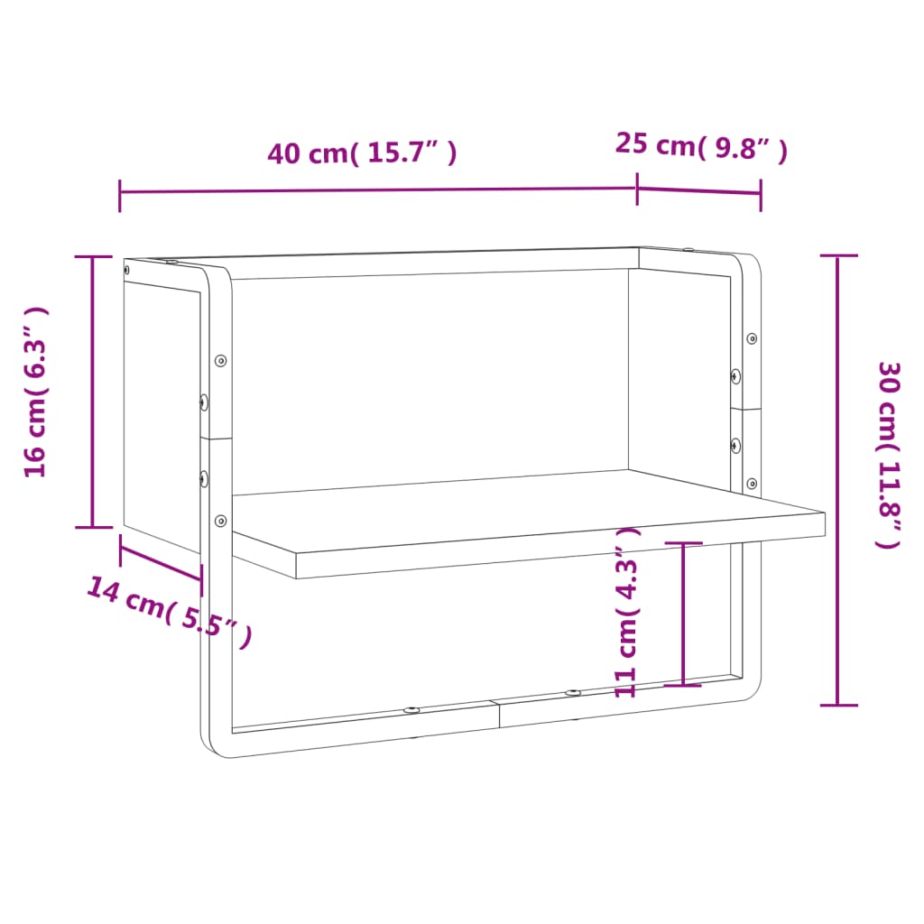 Wall Shelf with Bar Brown Oak 40x25x30 cm