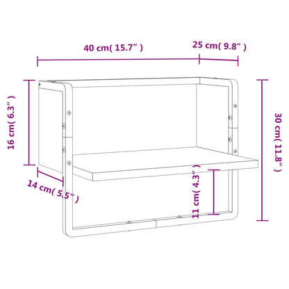 Wall Shelf with Bar Brown Oak 40x25x30 cm