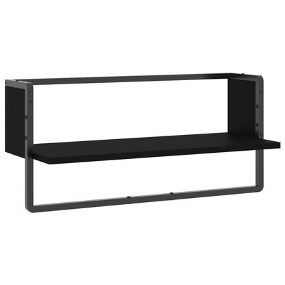 Wall Shelf with Bar Black 65x25x30 cm