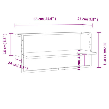 Wall Shelf with Bar Black 65x25x30 cm