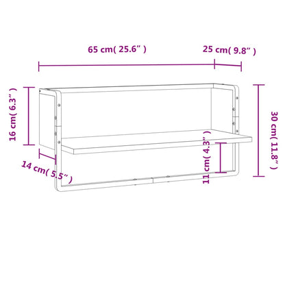 Wall Shelf with Bar Sonoma Oak 65x25x30 cm