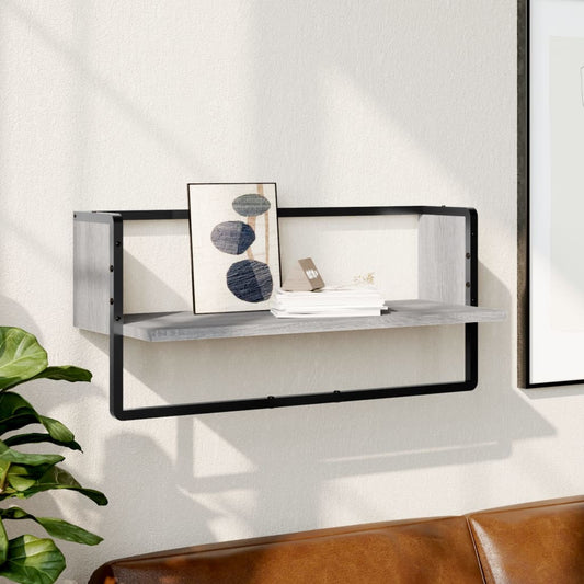 Wall Shelf with Bar Grey Sonoma 65x25x30 cm