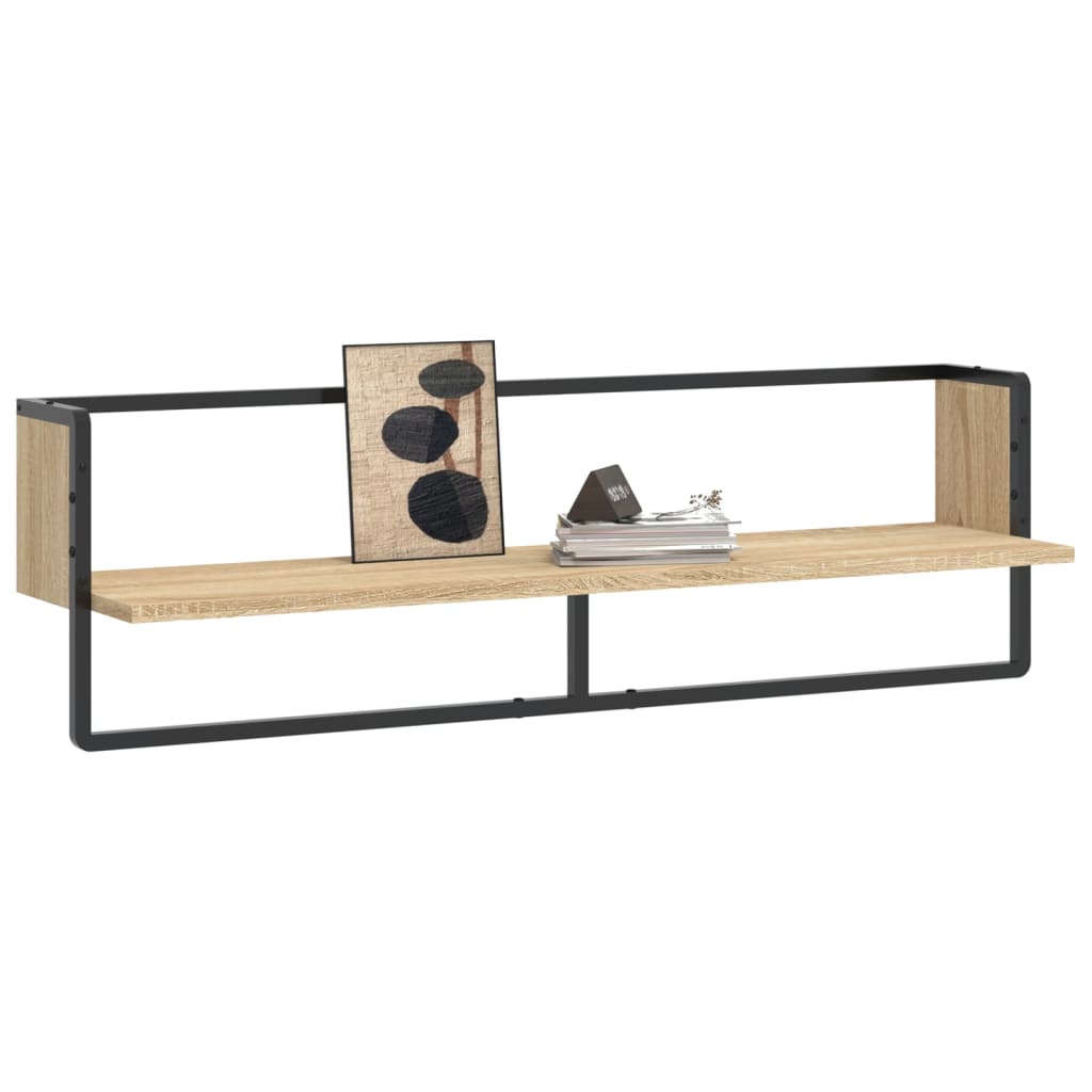 Wall Shelf with Bar Sonoma Oak 100x25x30 cm