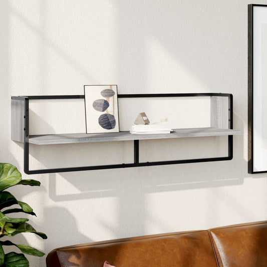 Wall Shelf with Bar Grey Sonoma 100x25x30 cm