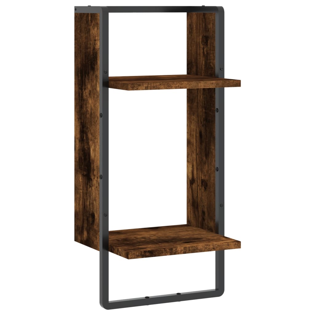 Wall Shelf with Bar Smoked Oak 30x25x65 cm