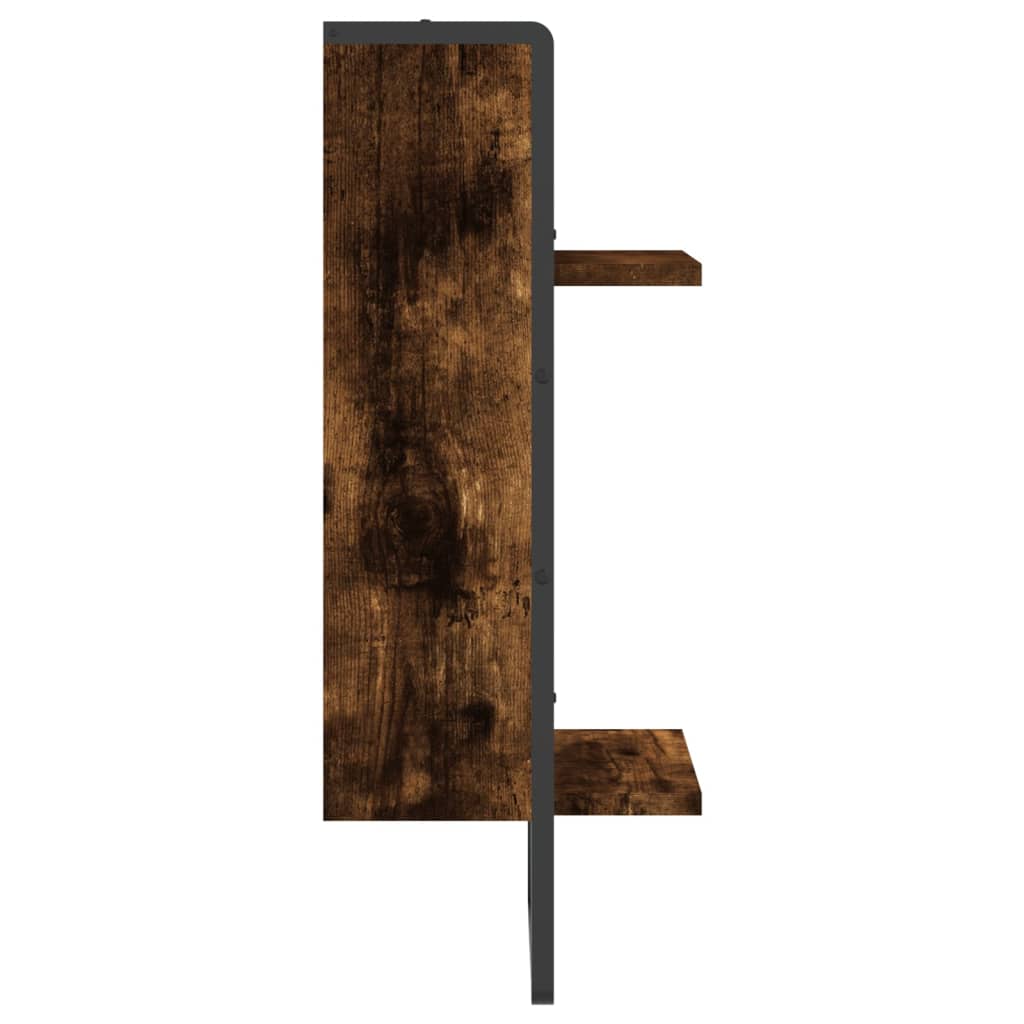 Wall Shelf with Bar Smoked Oak 30x25x65 cm