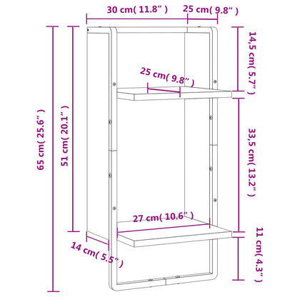 Wall Shelf with Bar Smoked Oak 30x25x65 cm