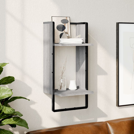 Wall Shelf with Bar Grey Sonoma 30x25x65 cm