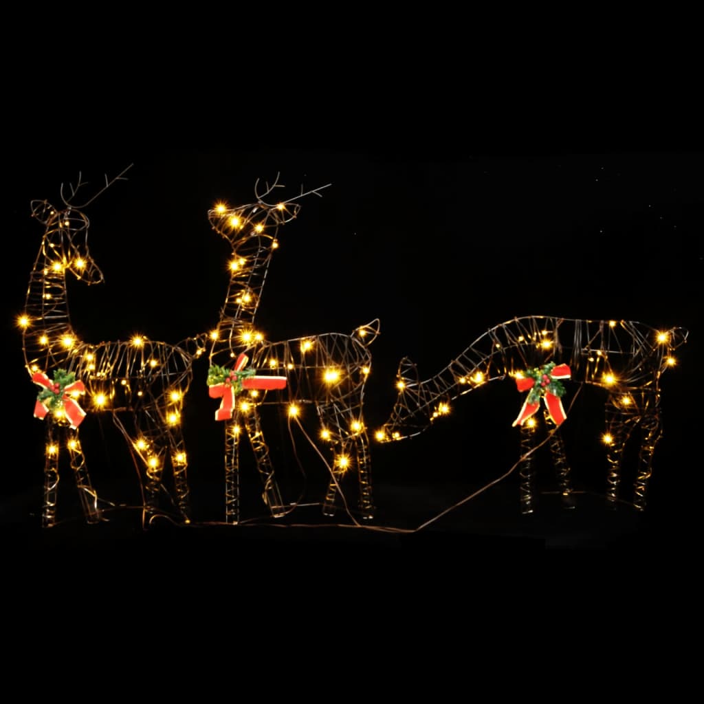 Christmas Reindeer Families 2 pcs 180 LEDs Warm White Rattan