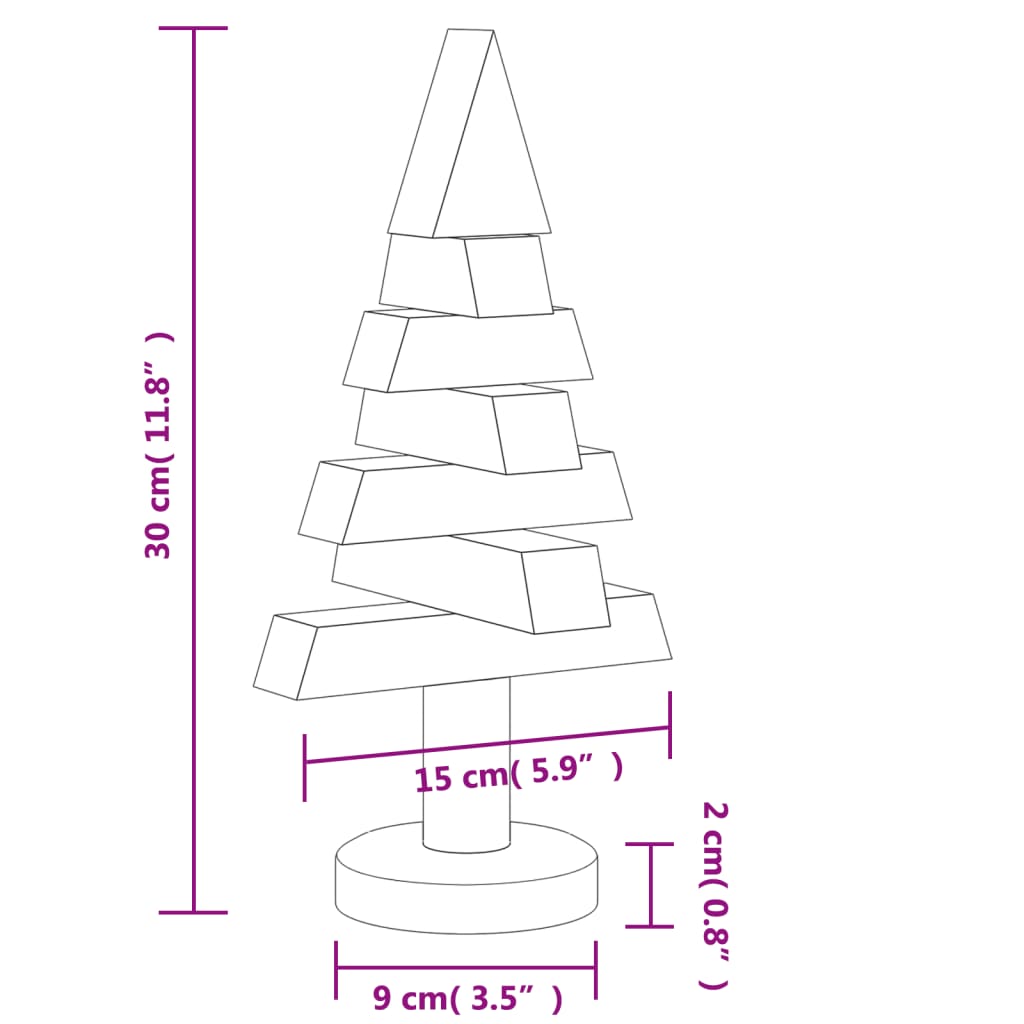Wooden Christmas Trees for Decoration 2 pcs 30 cm Solid Wood Pine