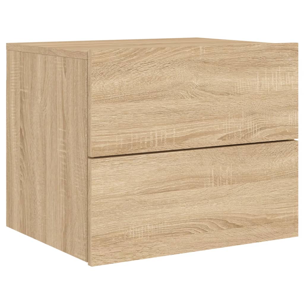 Wall-mounted Bedside Cabinet with LED Lights Sonoma Oak