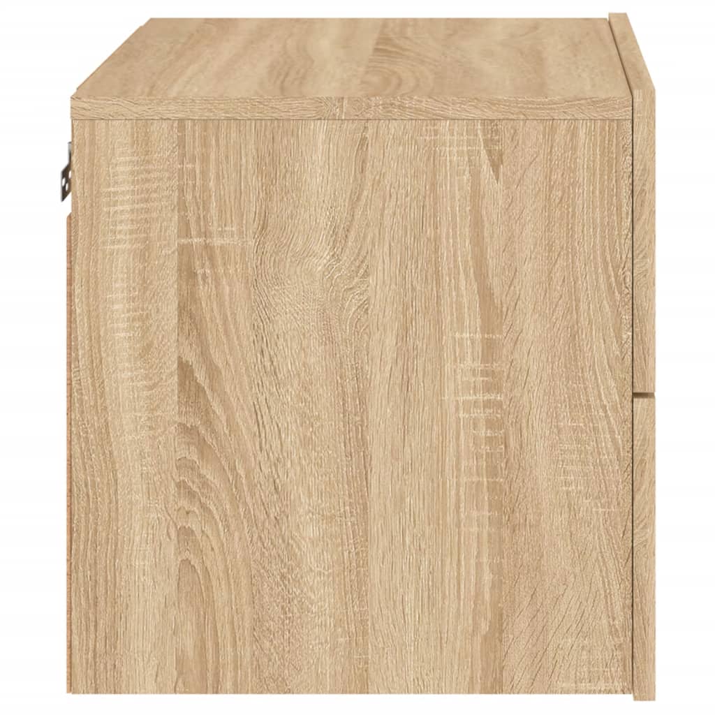 Wall-mounted Bedside Cabinet with LED Lights Sonoma Oak