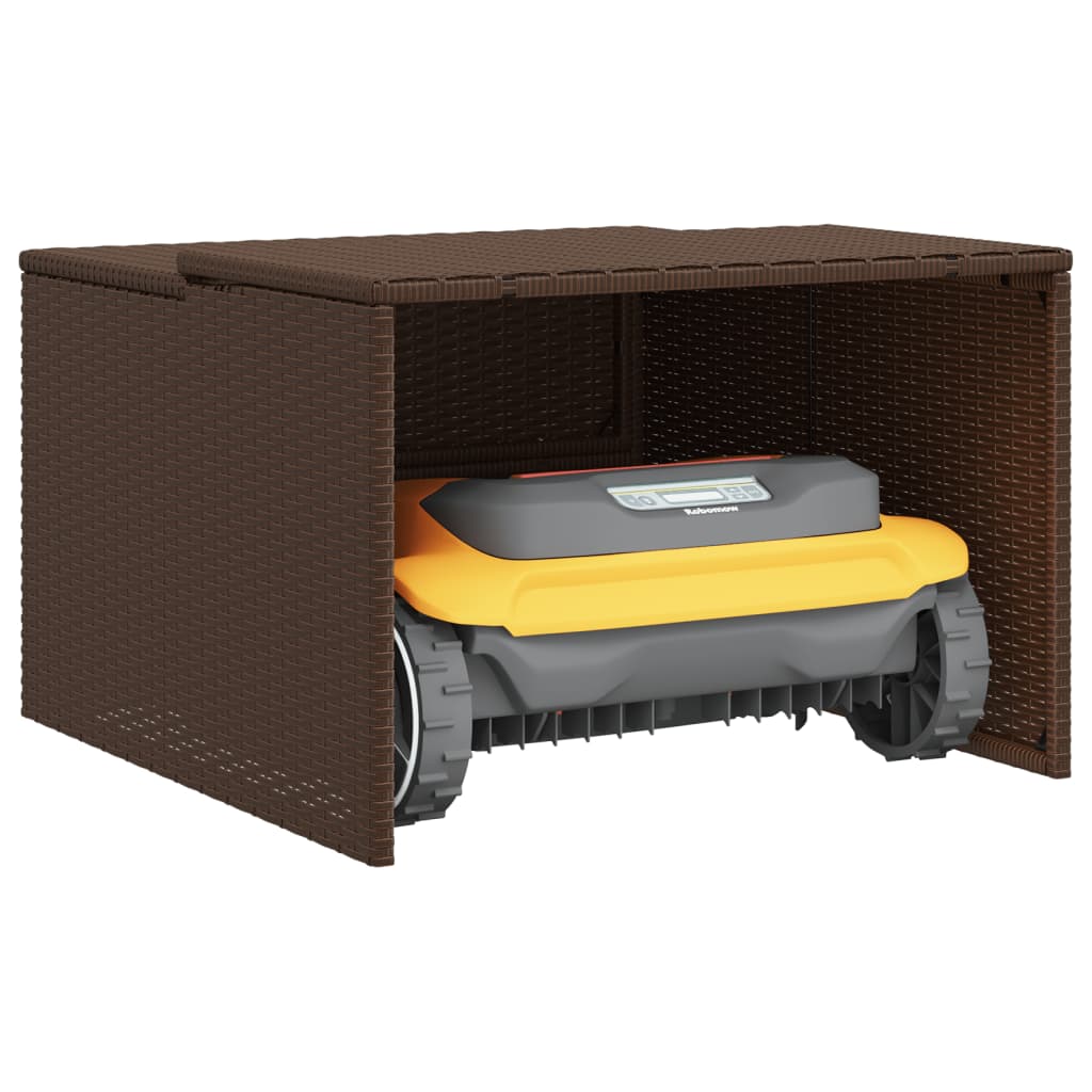 Robot Mower Garage Brown 86x90x52/57 cm Poly Rattan