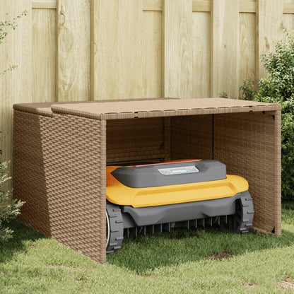 Robot Mower Garage Beige 86x90x52/57 cm Poly Rattan