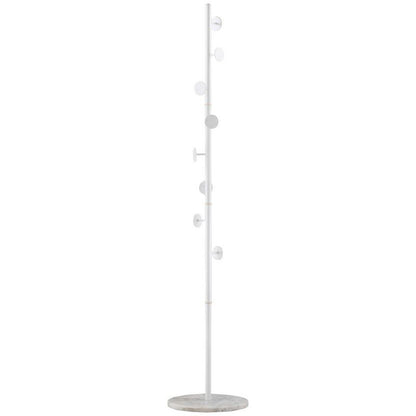 Homcom Slimline Metal Coat Stand With Round Hooks - White