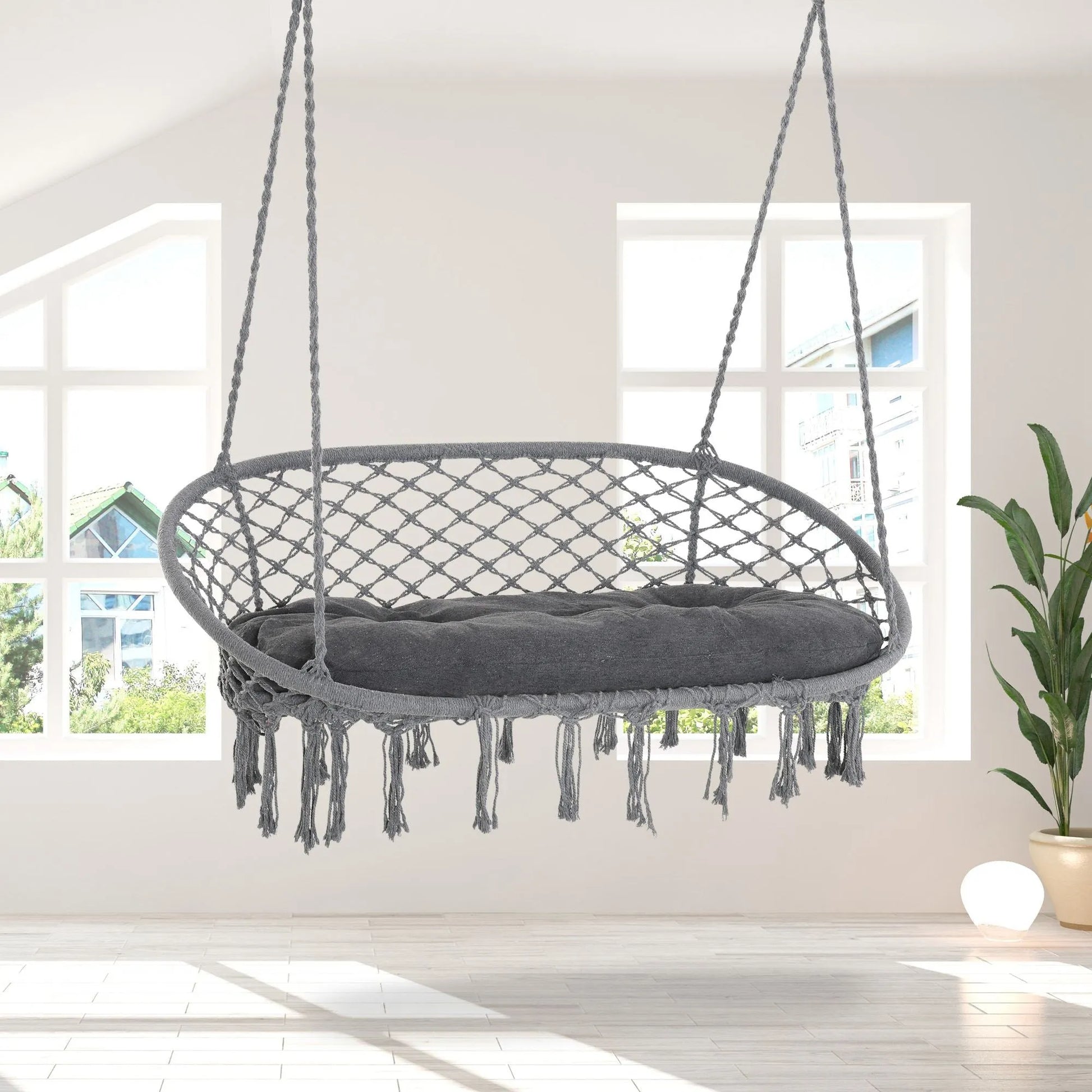 Outsunny 2-Seater Hanging Hammock Chair with Soft Cushion