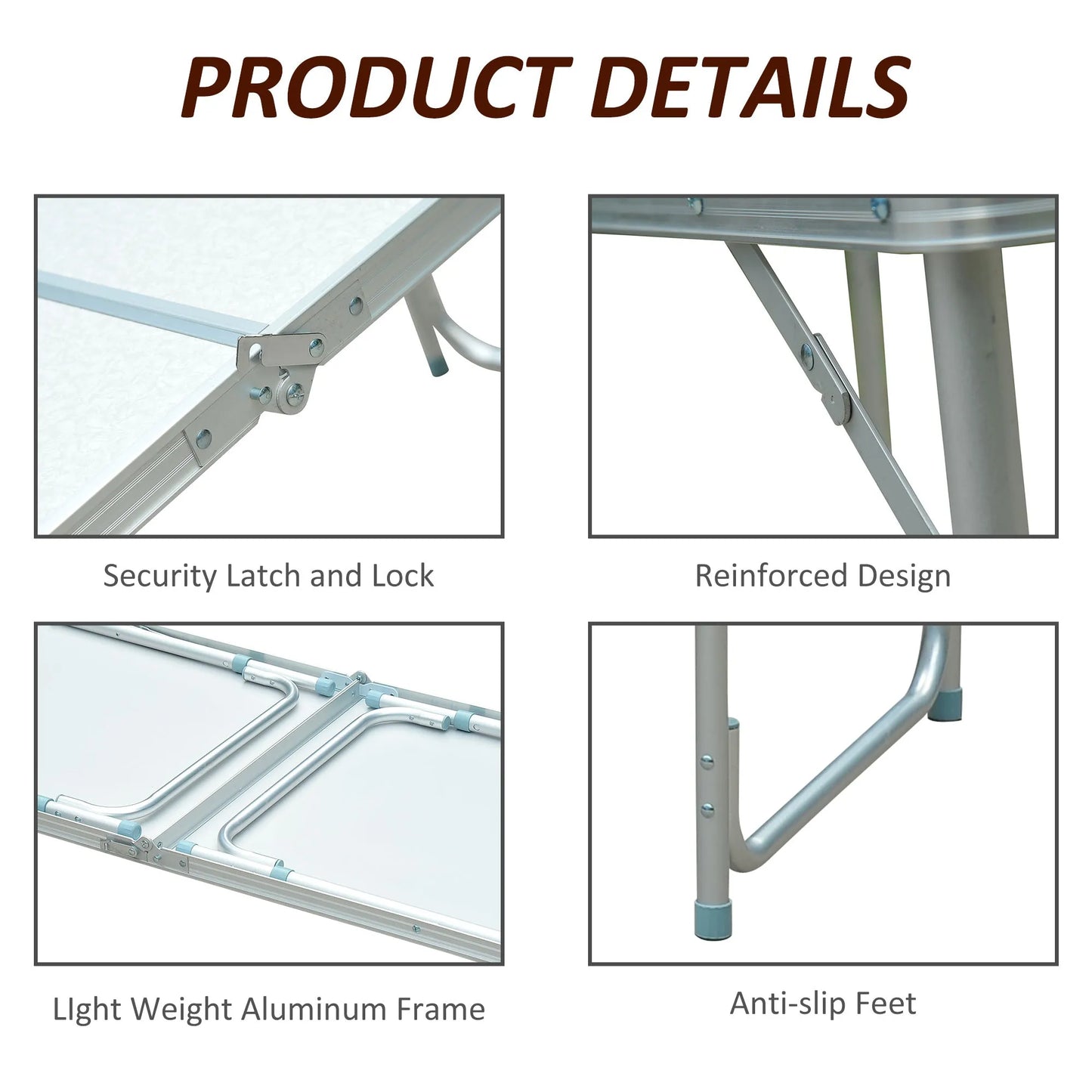 Outsunny Portable Aluminum Foldable Table