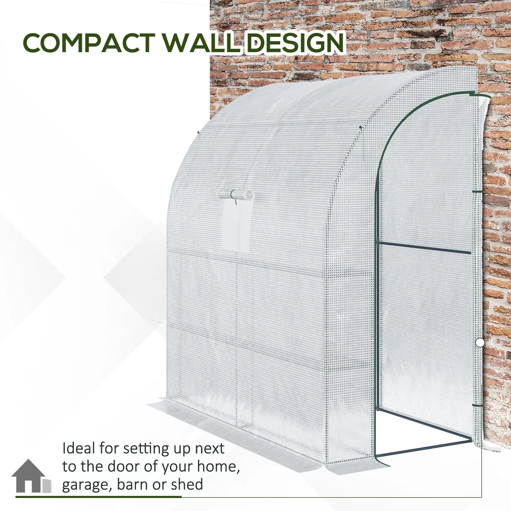 Outsunny Walk-In Lean to Wall Greenhouse w/Window