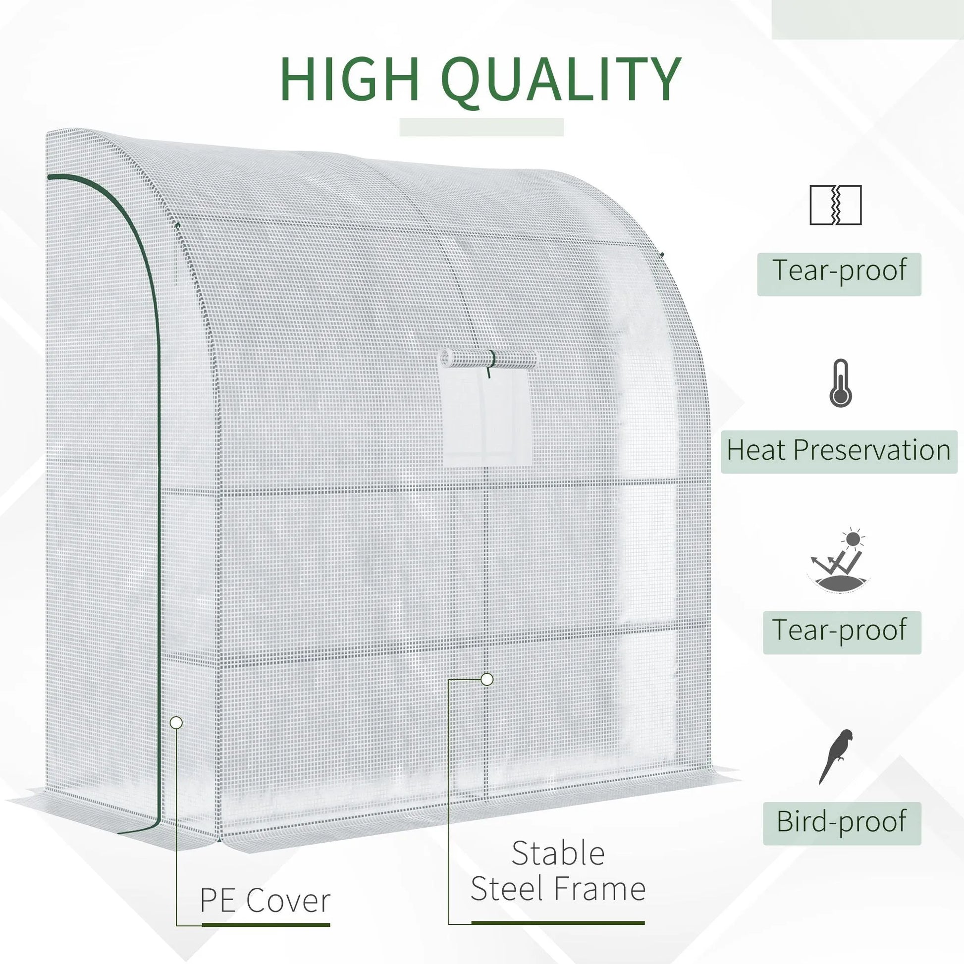 Outsunny Walk-In Lean to Wall Greenhouse w/Window