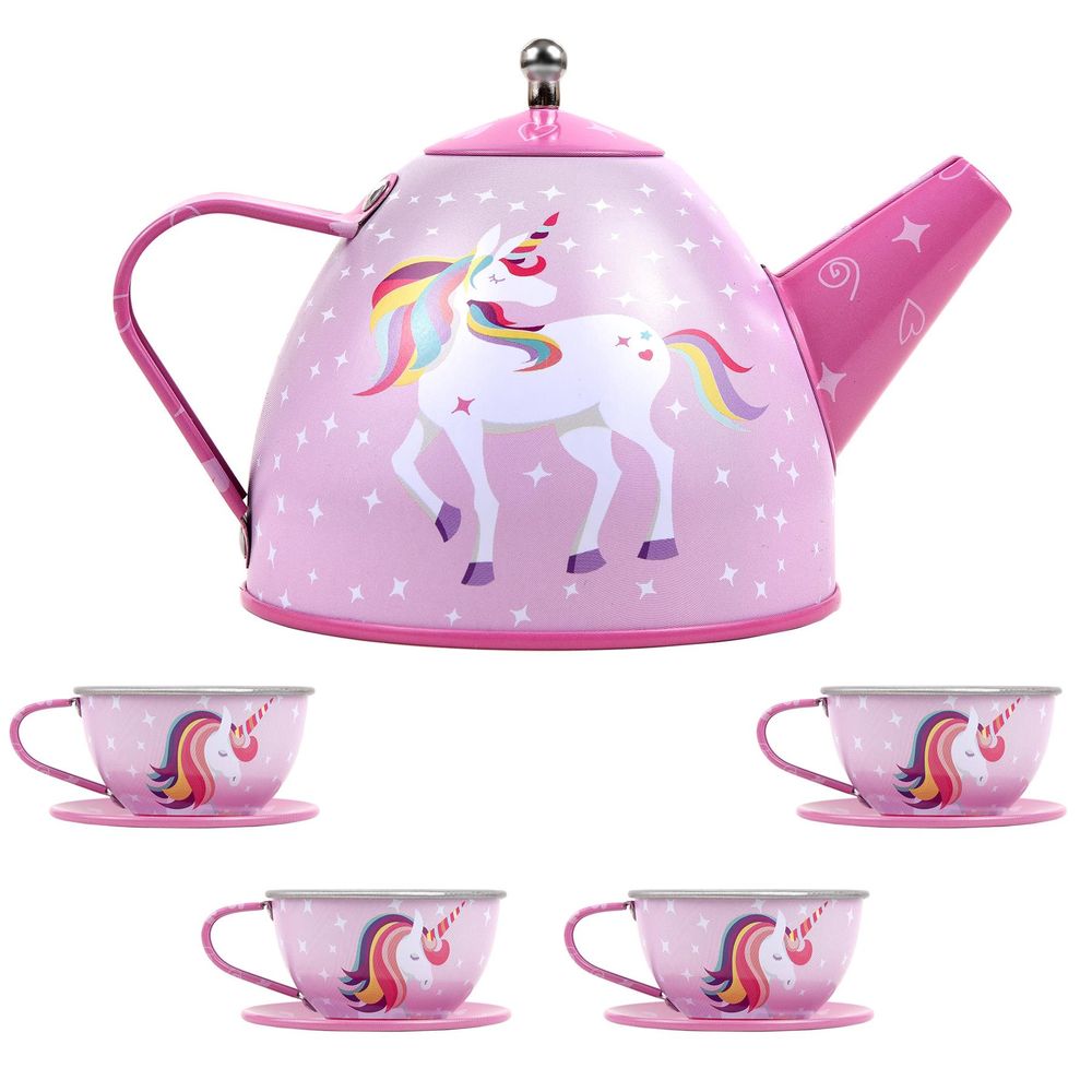 SOKA Unicorn 18 Pcs Metal Tea Set & Carry Case Toy for Kids Children Role Play