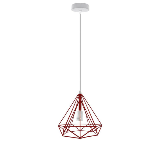 Single Red Vintage Industrial E27 Ceiling Hanging Light Cage Shade Loft Style Metal Ceiling Pendant Lamp