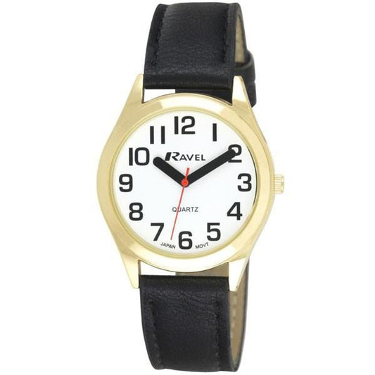 Ravel Mens Classic Strap Watch Black/Gold Watch R0125.02.1