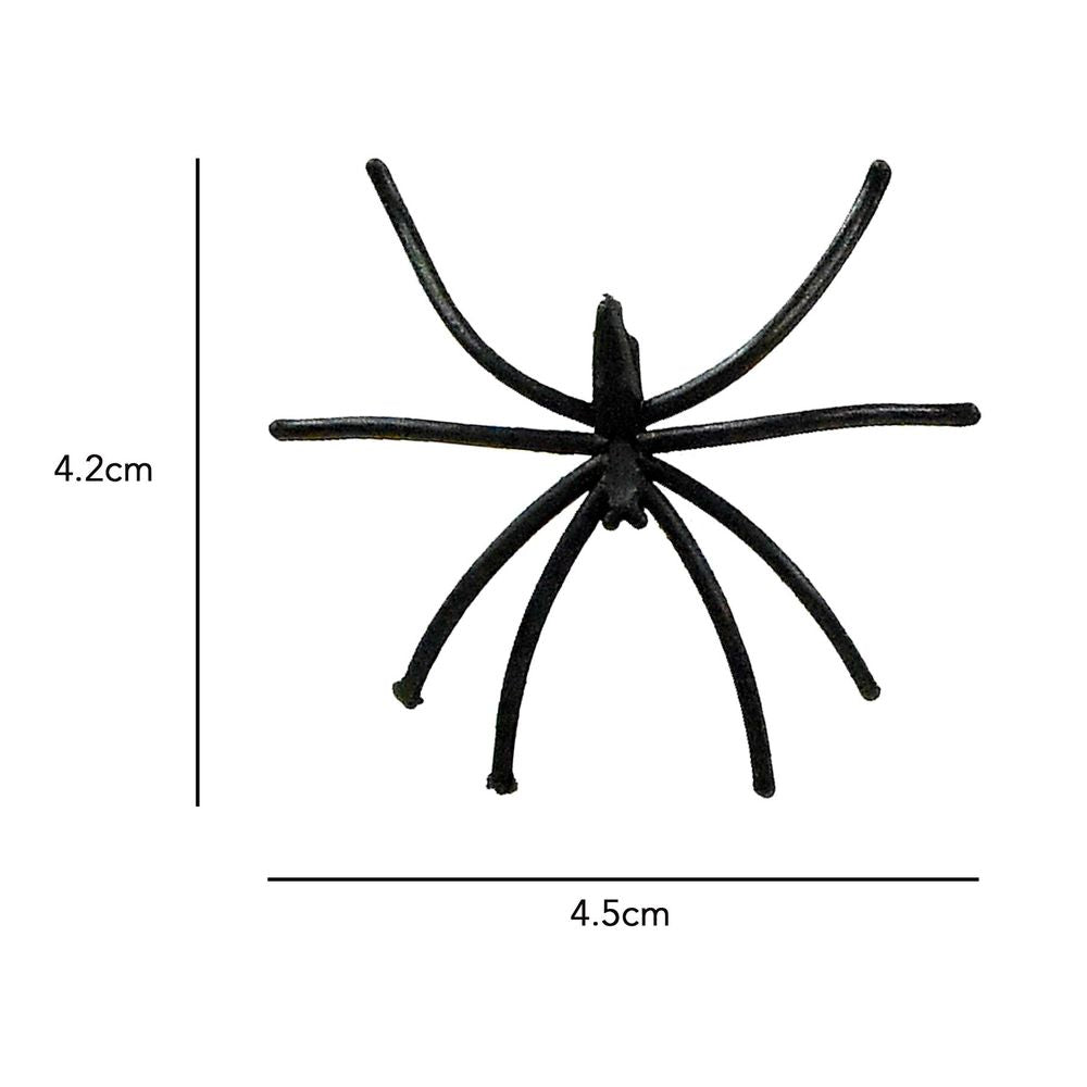 24 Pack Spooky Black Plastic Spiders Halloween Party Prop Decoration