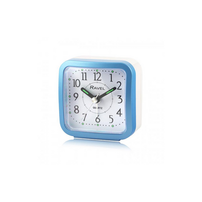 Ravel Rectangular Mini Bedside Quartz Alarm Clock - Blue RC043.6