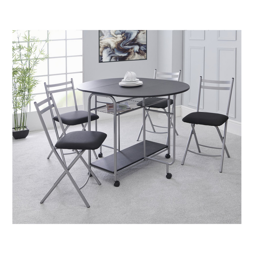 Stowaway 4 seat dining set - black / silver