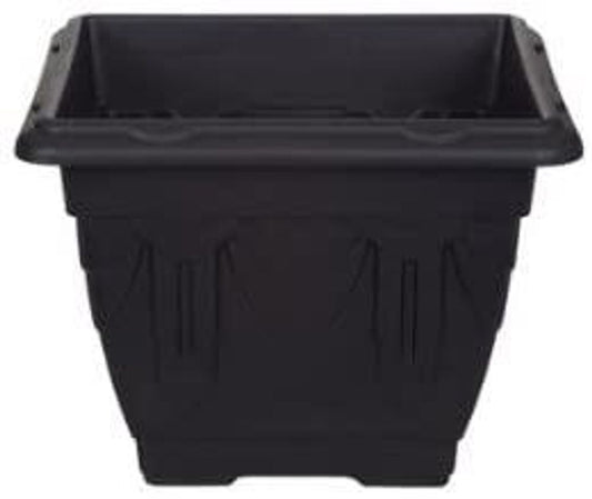 Whitefurze 38cm Square Venetian Flower Planter Pot- Black G02044