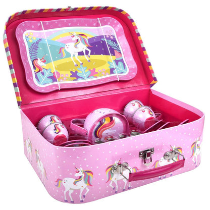 SOKA Unicorn 18 Pcs Metal Tea Set & Carry Case Toy for Kids Children Role Play