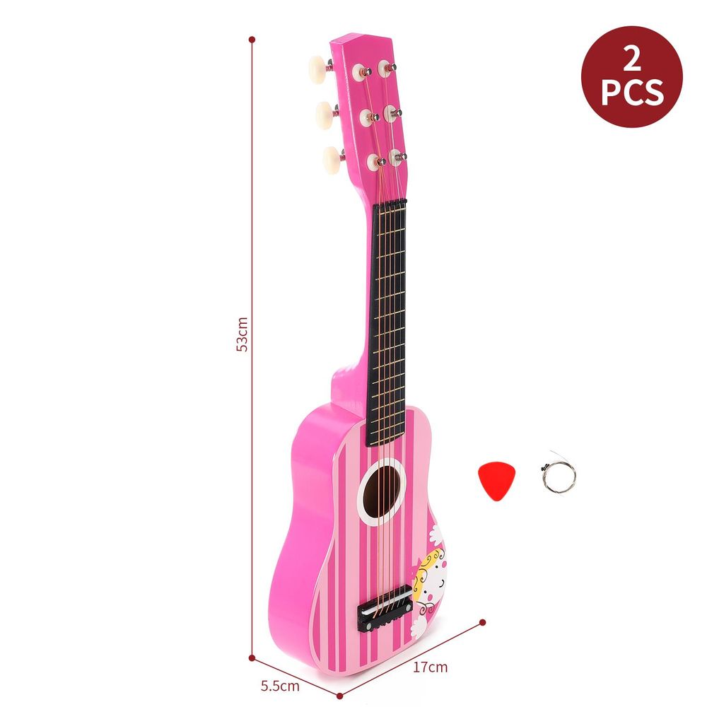 SOKA Wooden Pink Stripe Striped Pink Princess Guitar Children Girls Instrument