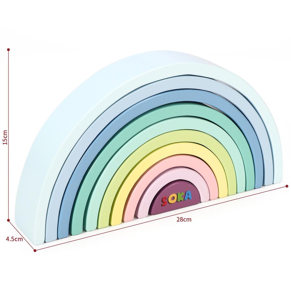 Wooden Rainbow Stacker Learning Toy Educational Stacking Toy 10PCS
