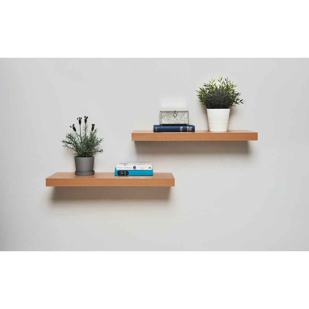 Pack of 2 40cm Floating Shelves - Light Oak