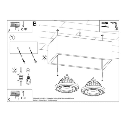 Ceiling lamp concrete Quatro industrial Design GU10