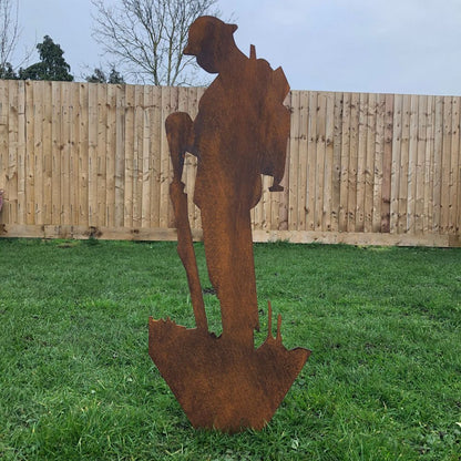 Large METAL Lest We Forget Soldier GARDEN Decoration Statue