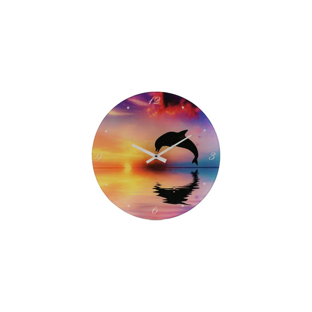 Widdop Glass 30cm Dolphin Design Wall Clock W9822