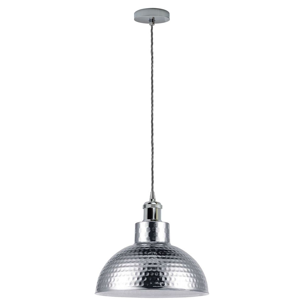 Vintage Industrial Chrome Ceiling Pendant Light Metal Shade Hanging Lamp