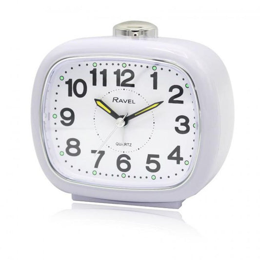 Ravel Large Sized Bedside Quartz Alarm Clock - White RC045.4