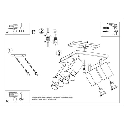 Ceiling lamp steel Merida modern Design GU10