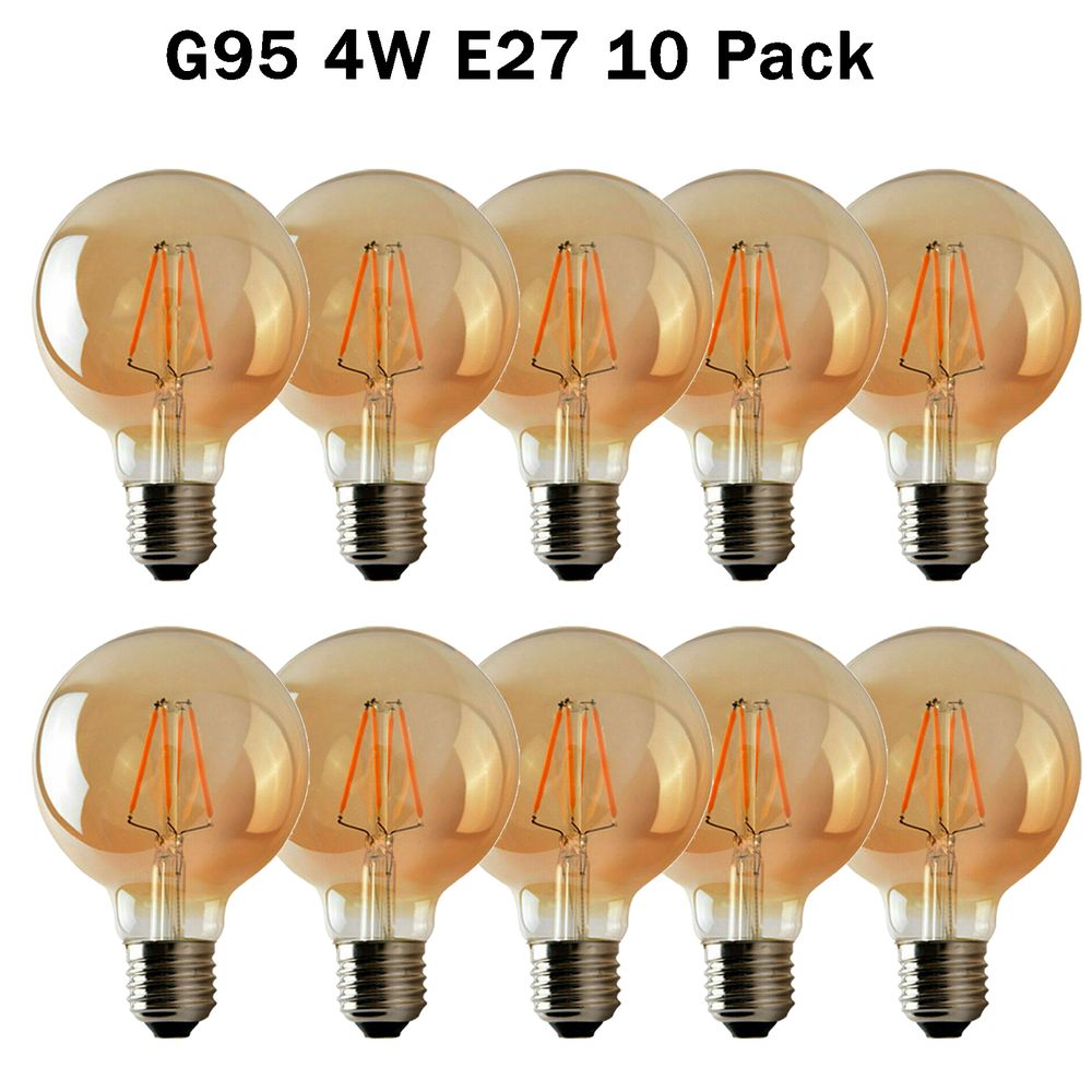 10Pack E27 LED Edison Dimmable Vintage Amber Glass Warm white 2700K Light Bulbs