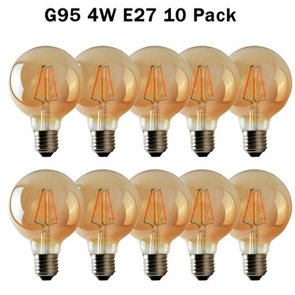 10Pack E27 LED Edison Dimmable Vintage Amber Glass Warm white 2700K Light Bulbs