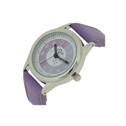 Relda Girls Time Teacher Purple Leather Strap Watch REL13