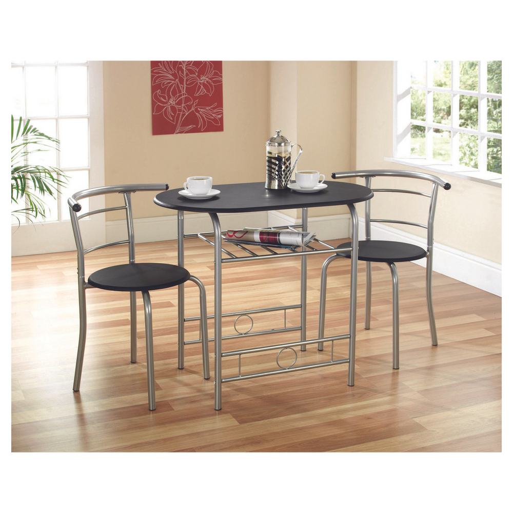 Compact Dining Set - Black/Silver