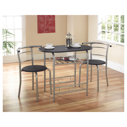 Compact Dining Set - Black/Silver